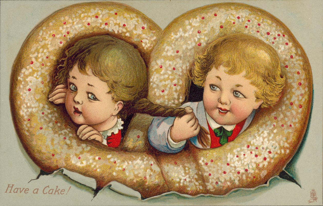 Boy and Girl Entwined in a Cake by English School