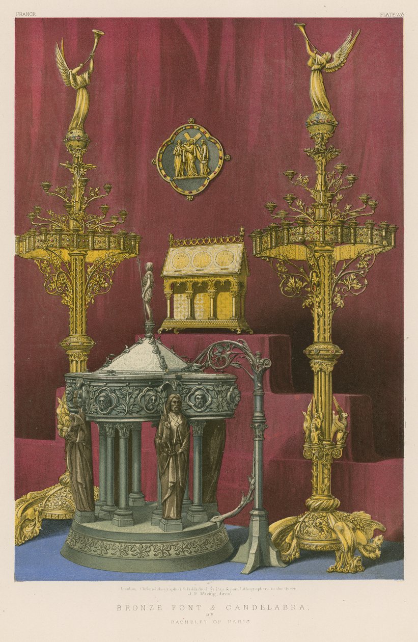 Bronze Font and Candelabra by Bachelet of Paris by English School