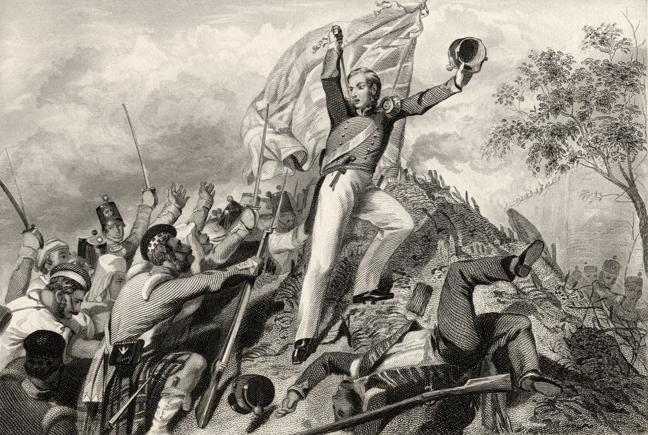 Capture of the guns by the Highlanders before Cawnpore in 1857, from 