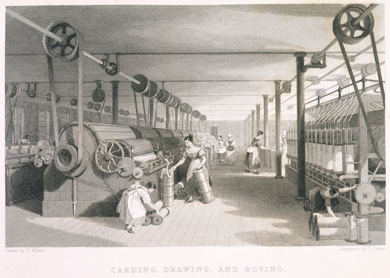 Carding, Drawings and Roving Textiles by English School