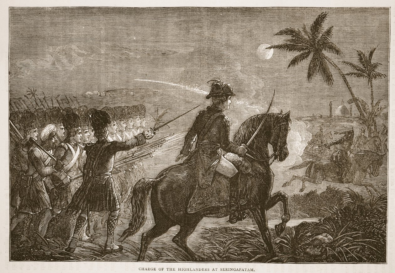 Charge of the Highlanders at Seringapatam, Illustration from Cassell