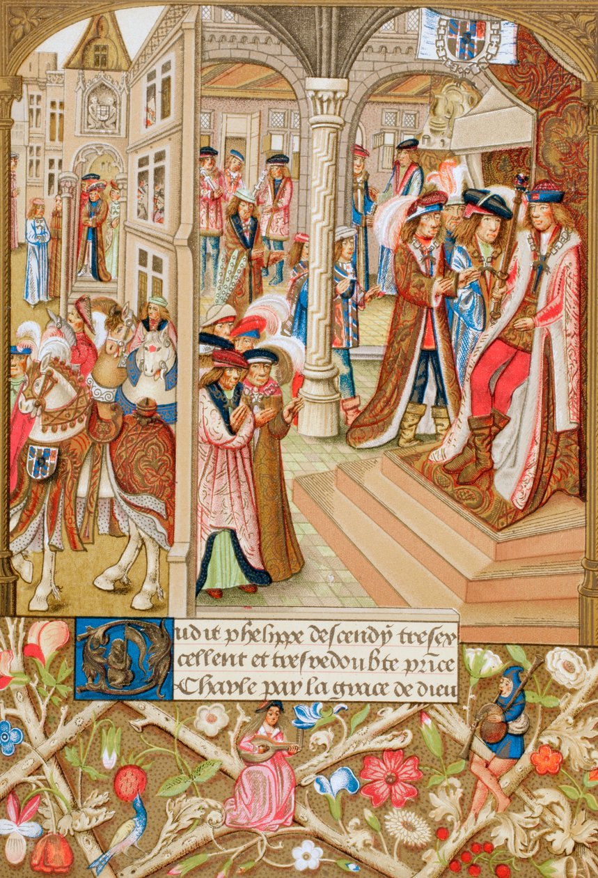 Charles the Bold seated on his Throne and attended by his Barons and Councillors, c.1880 by English School