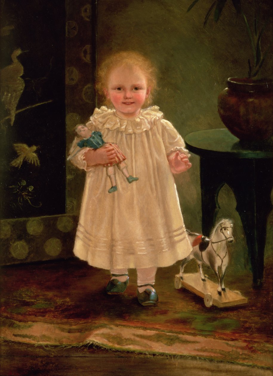 Child with a doll and a toy horse, c.1840 by English School