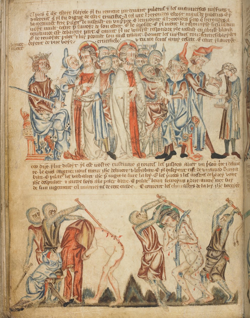 Christ Before Herod and Before Pilate; Herod Washes His Hands; the Flagellation of Christ by English School