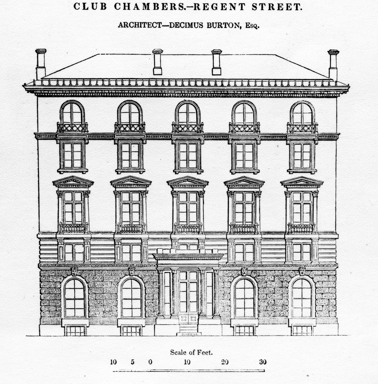 Club Chambers, Regent Street, 1839 by English School
