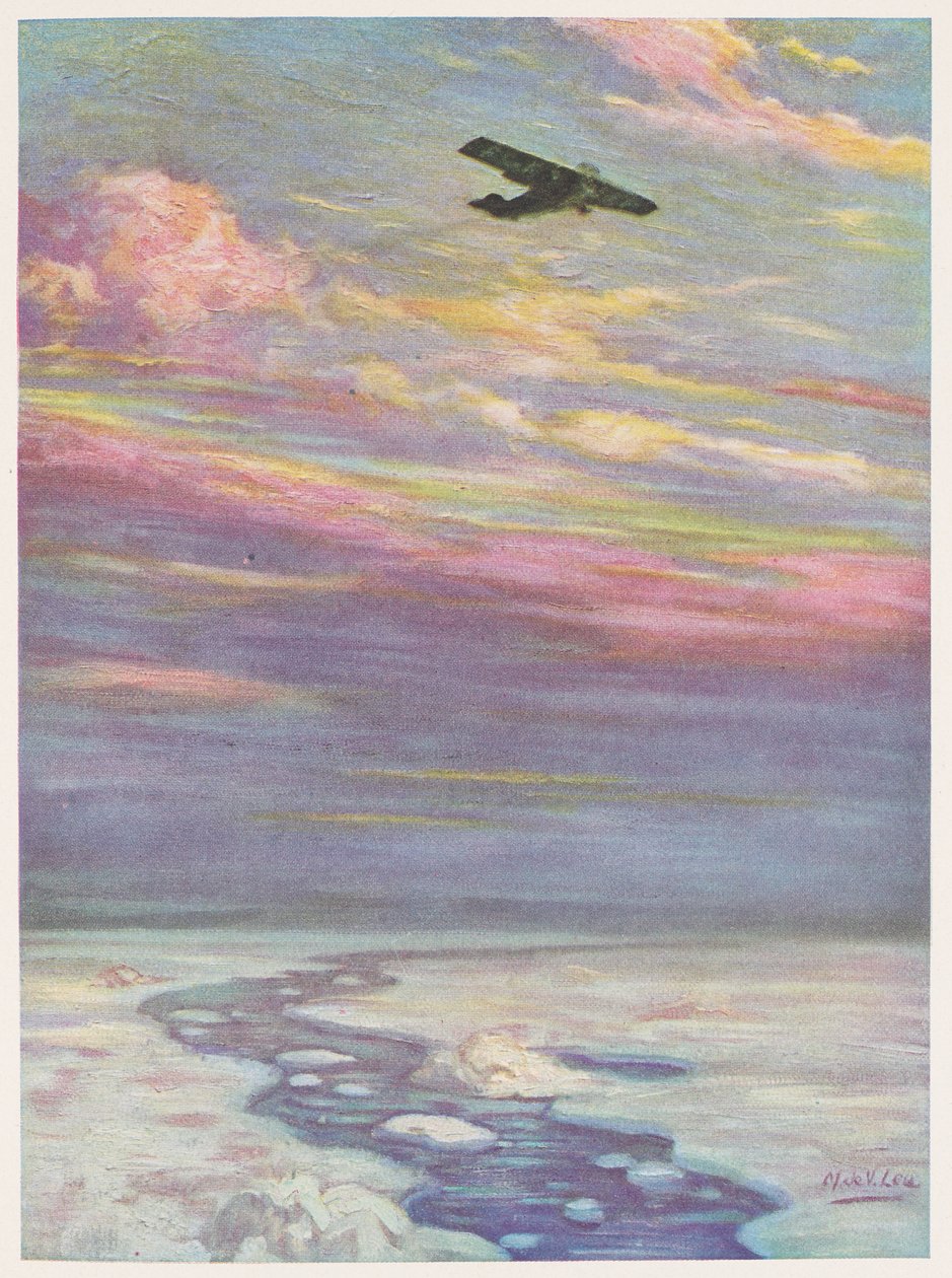 Commander Richard E. Byrd Flying Over the North Pole in His Monoplane by English School