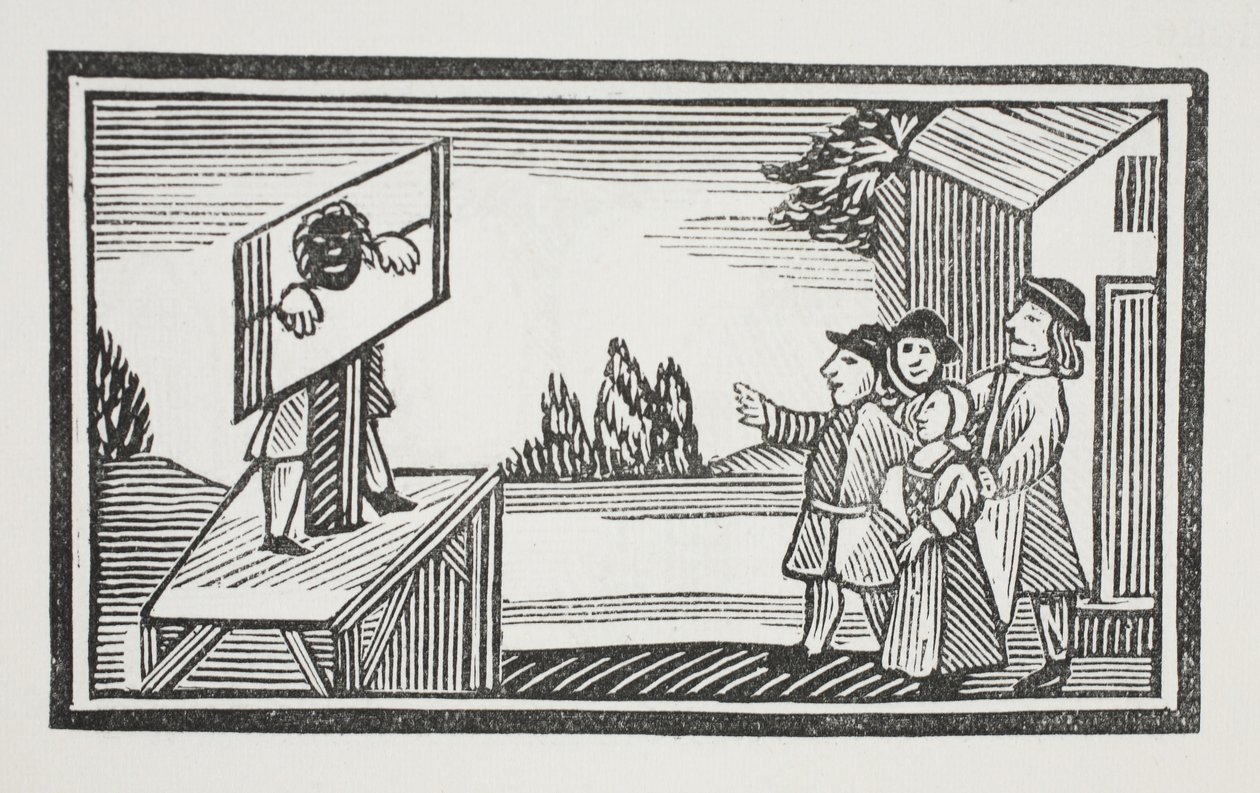 Condemned to stand for one hour or more in the pillory (illustration) by English School