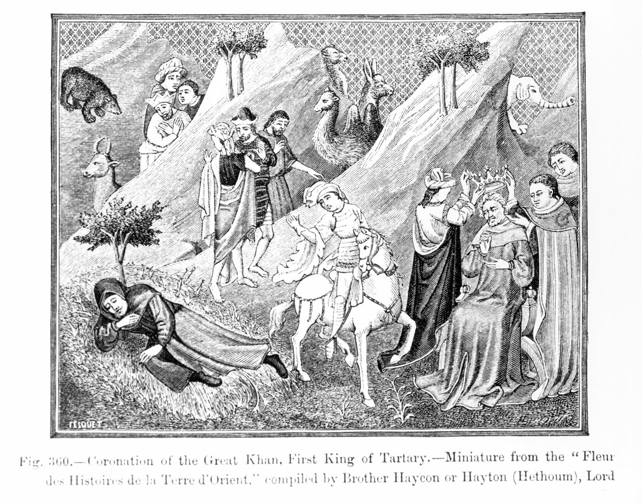 Coronation of the Great Khan (Kublai Khan), First King of Tartary, from the Fleur des Histoires de la Terre d