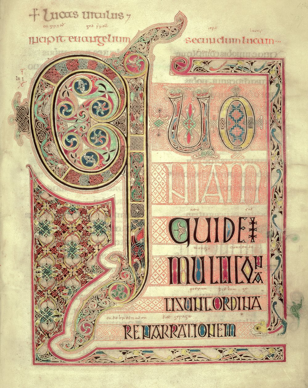 Incipit page to the Gospel of St. Luke, from the Lindisfarne Gospels by English School