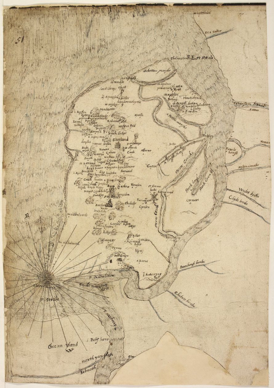 Map of Isle of Sheppey attributed to cartographer Robert Lythe by English School