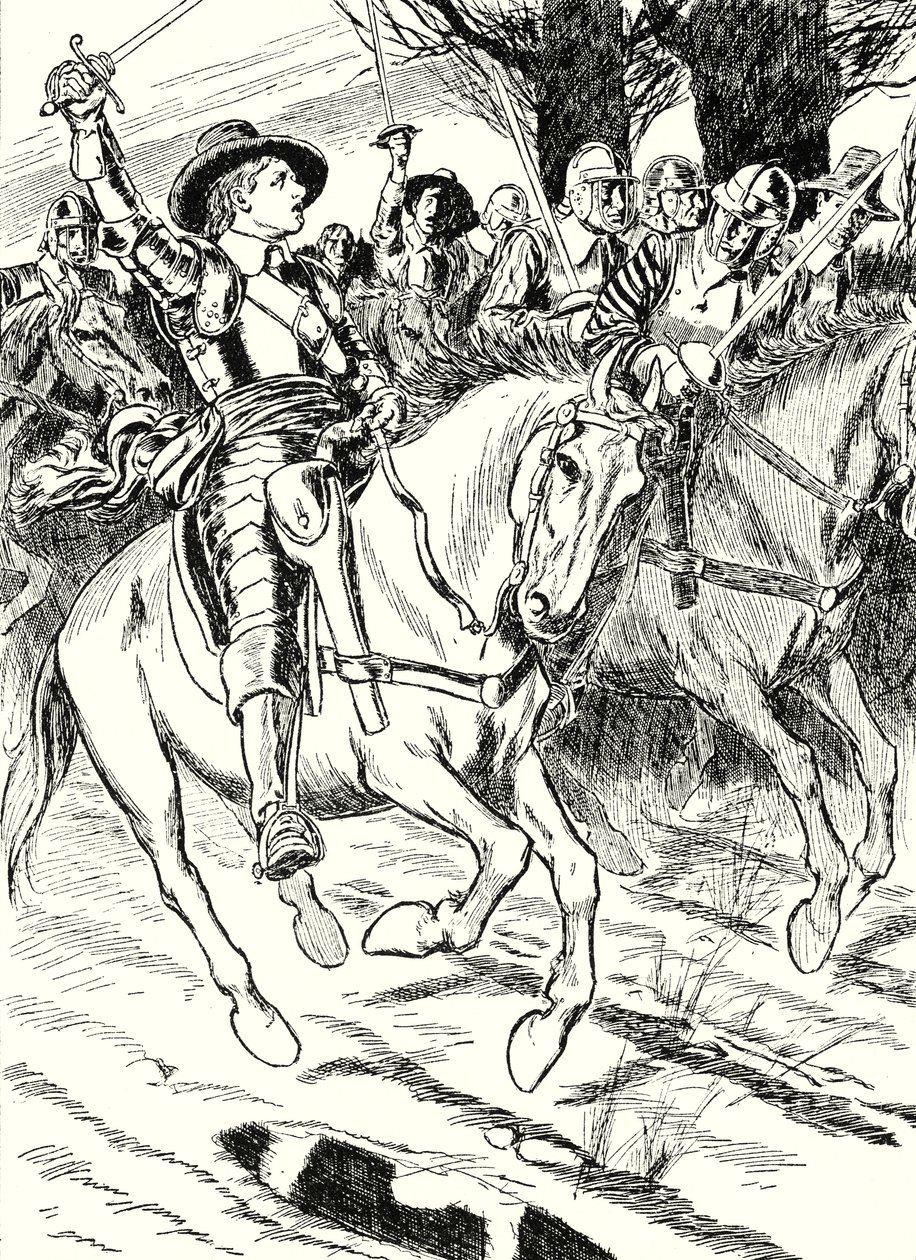 Cromwell Leads His Ironsides to Battle by English School