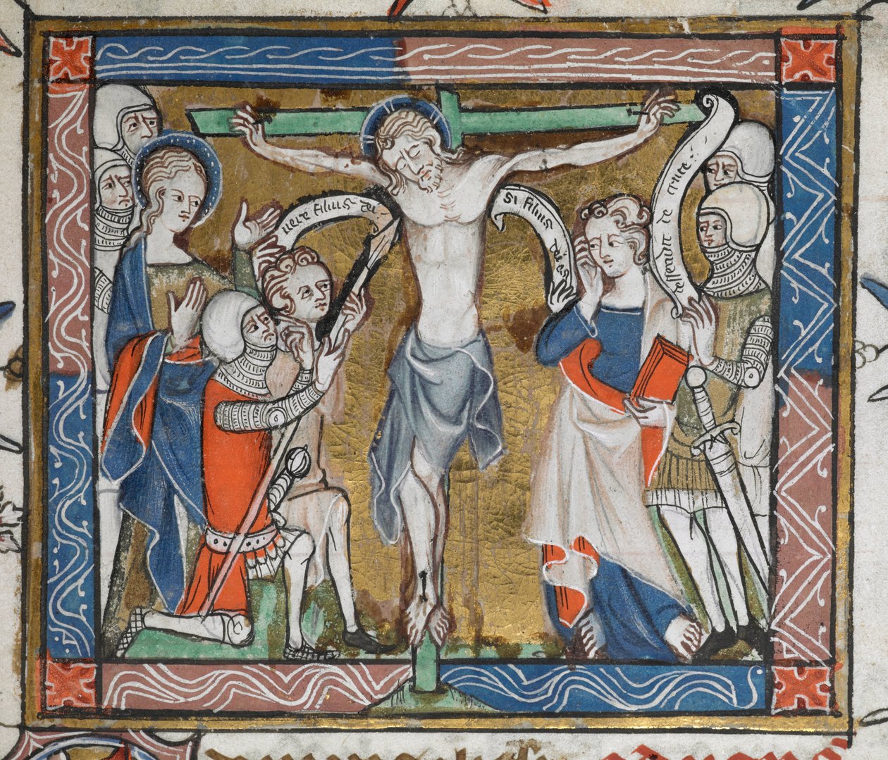 Crucifixion on a green cross by English School