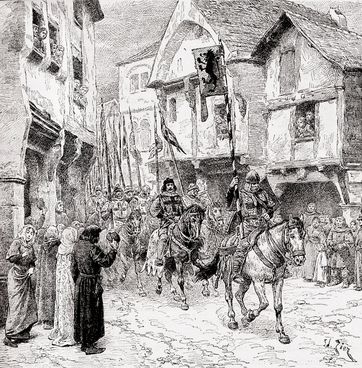 Crusaders on route for the Holy Land by English School