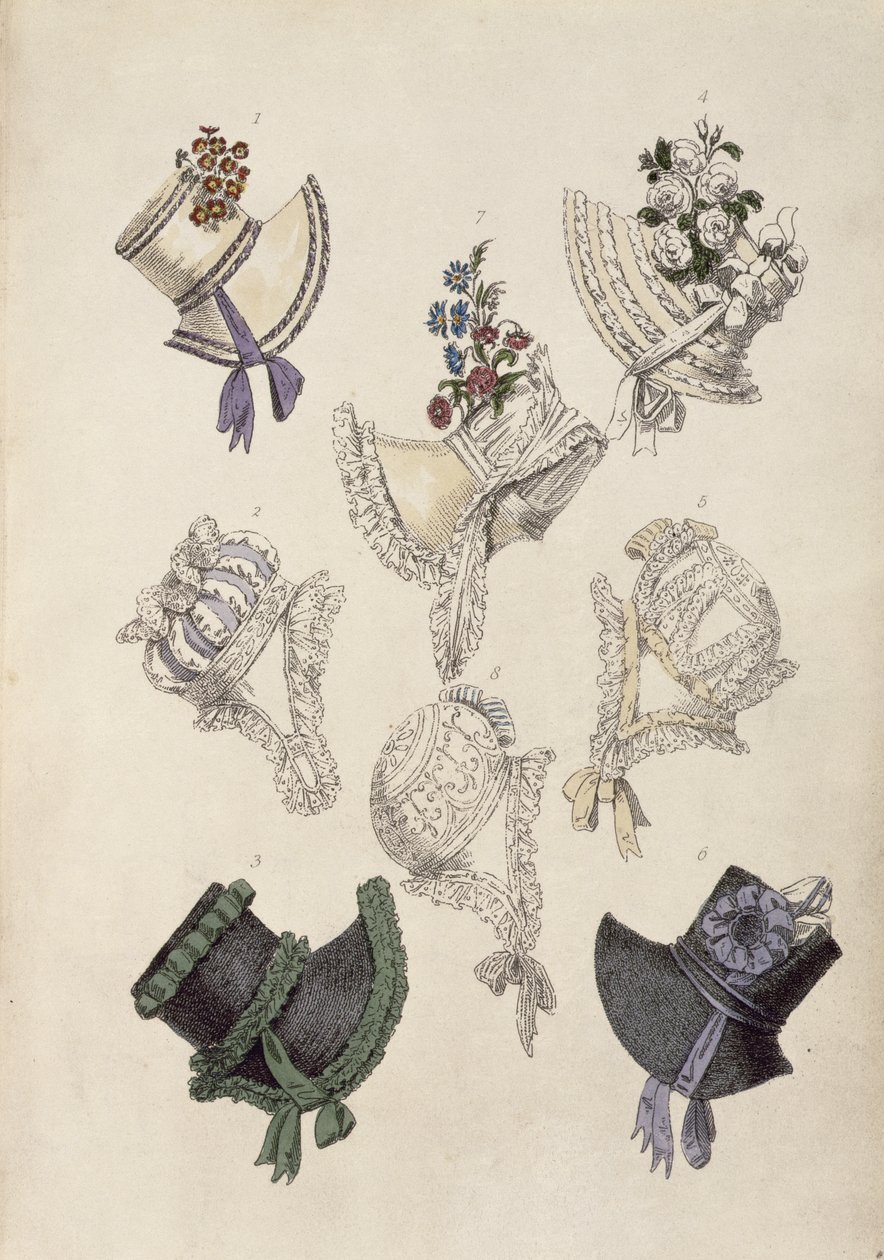 Day bonnets, fashion plate from Ackermann