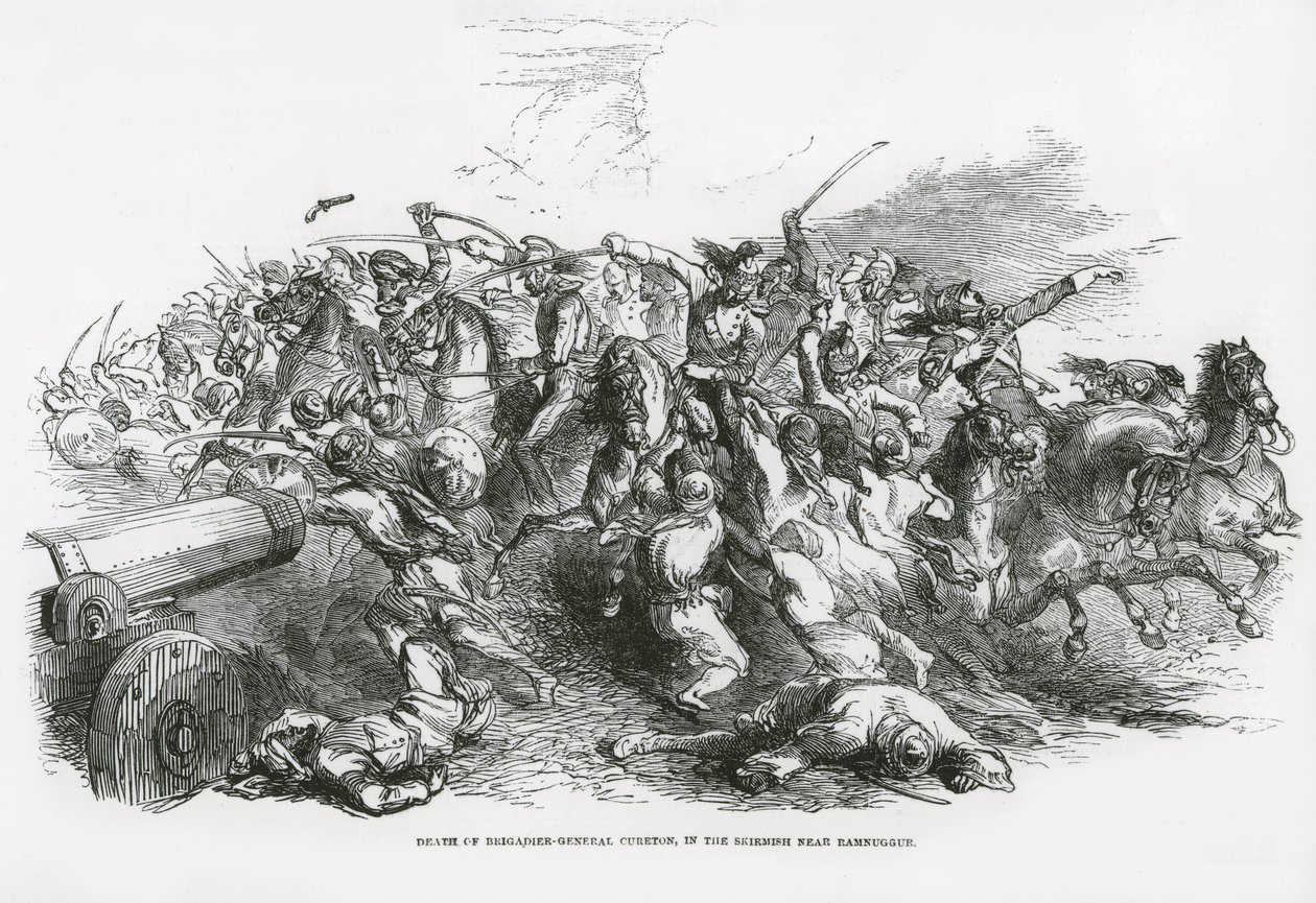 Death of Brigadier-General Cureton in the skirmish near Ramnugger by English School