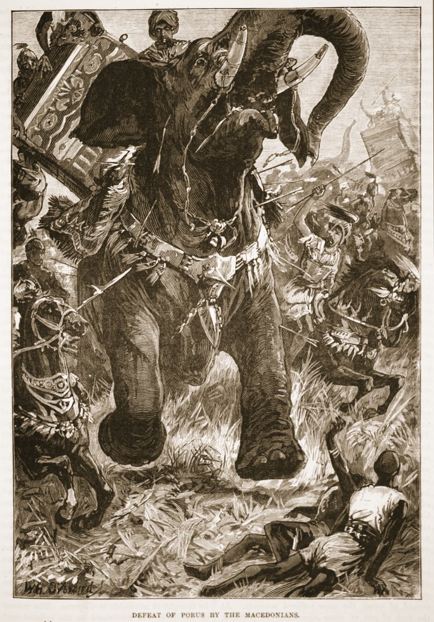 Defeat of Porus by the Macedonians by English School