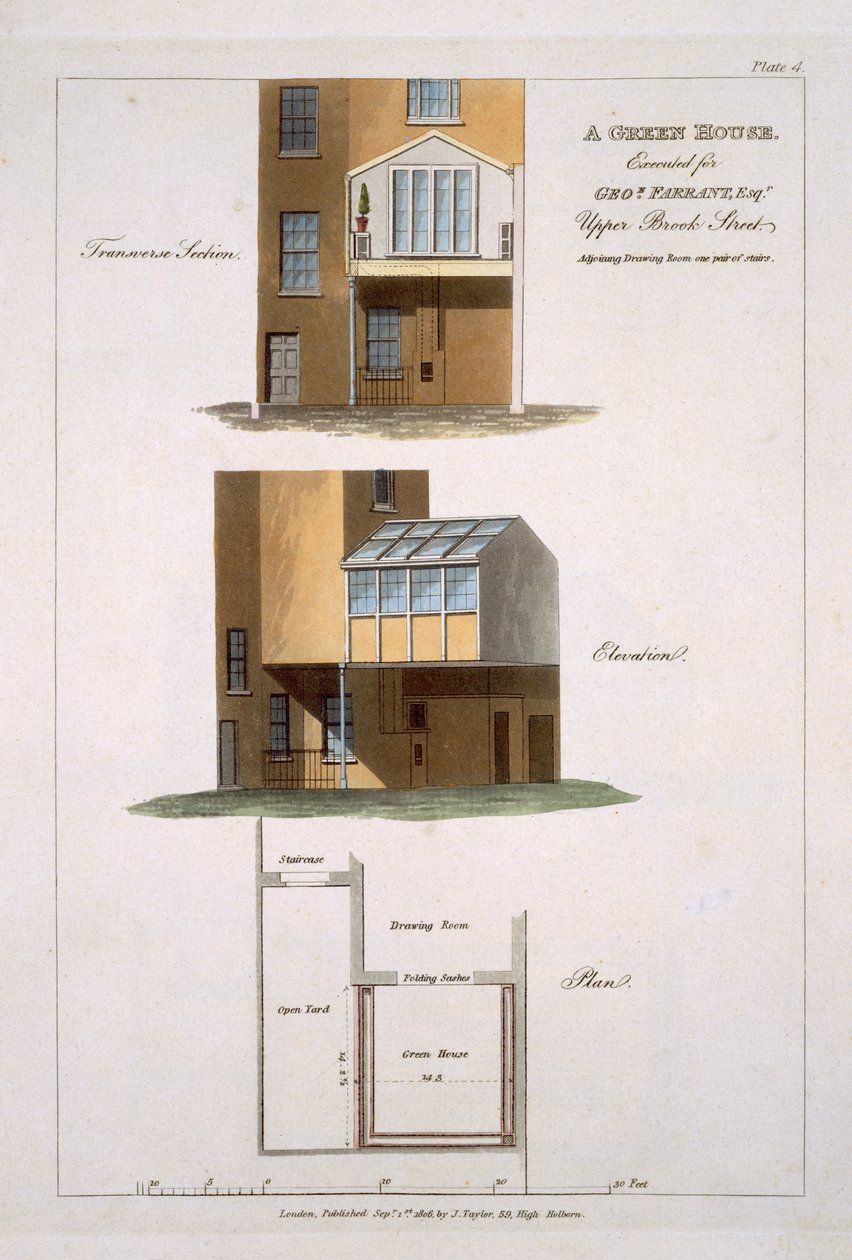 Design for A Green House, executed for G. Farrant, 1806 by English School