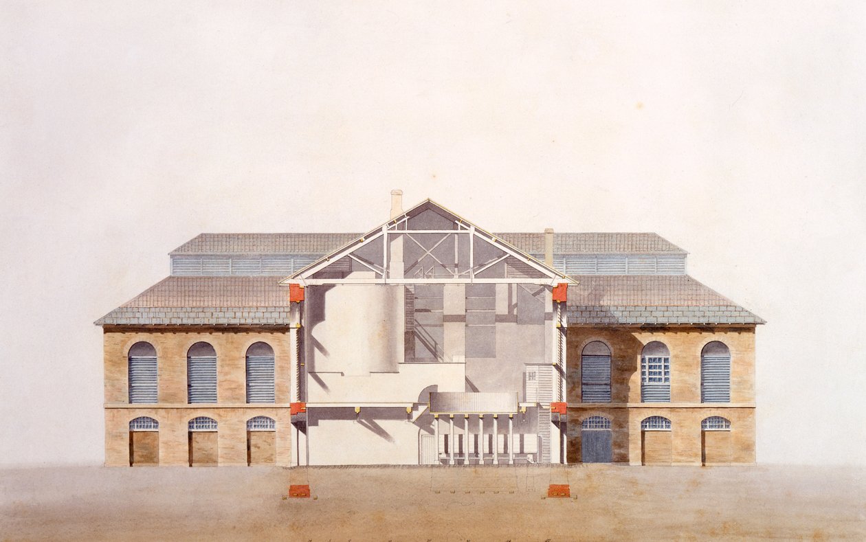 Design for the Stag Brewhouse, original manuscript drawing from the offices of George Saunders, c.1807 by English School