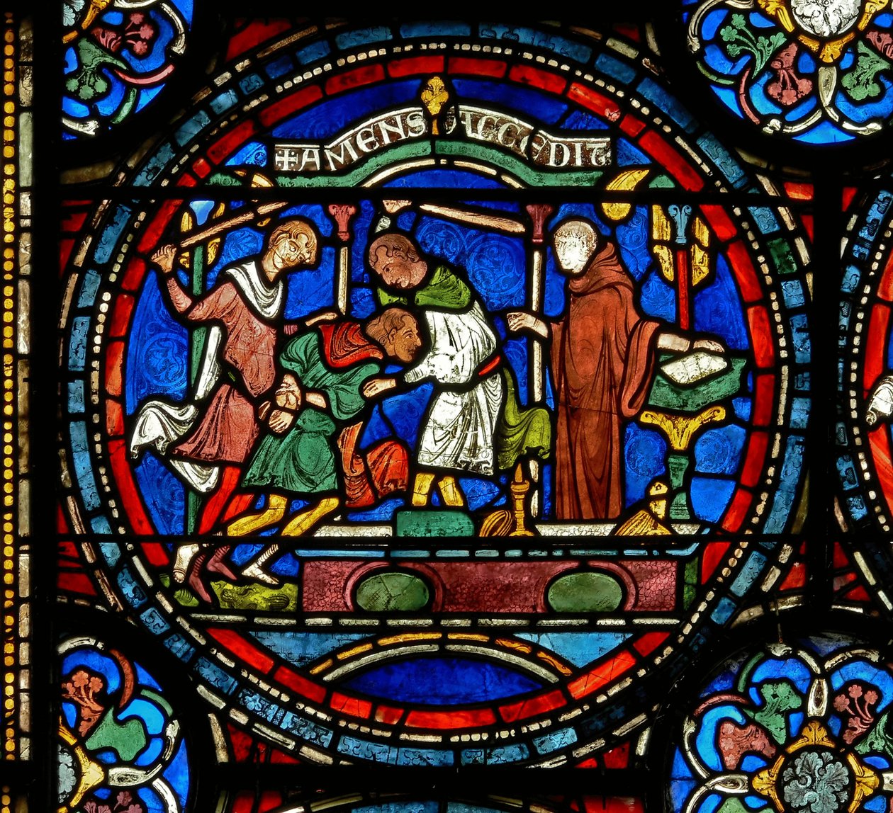 Detail from the Miracle Window depicting Mad Henry of Fordwich by English School
