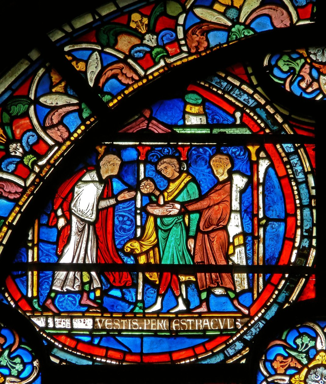 Detail from the Miracle Window depicting pilgrims being healed at St. Thomas