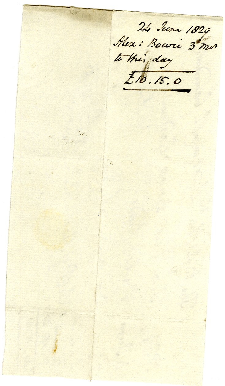 Devonshire MSS AS 3101, folio from a bundle of bills settled by Pinder Simpson for Lord George Cavendish, including Alexander Bowie