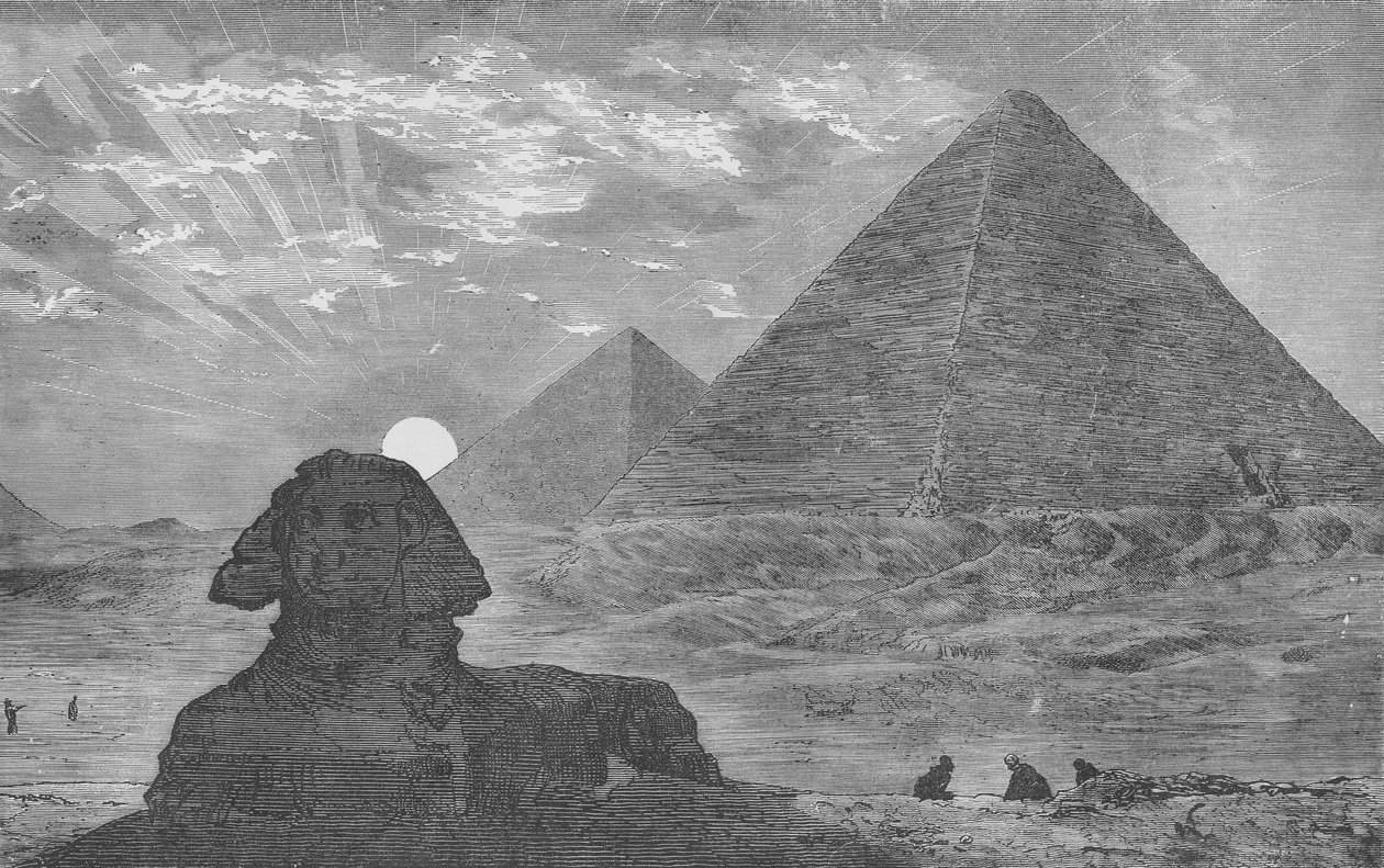 Distant view of the pyramids by English School
