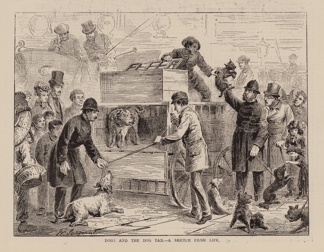 Dogs and the Dog Tax, A Sketch from Life by English School