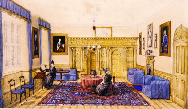 Drawing room interior of a country house, c.1830 by English School