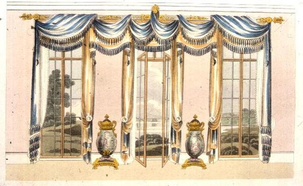 Drawing Room Window Curtains, Plate 109 from Ackermann
