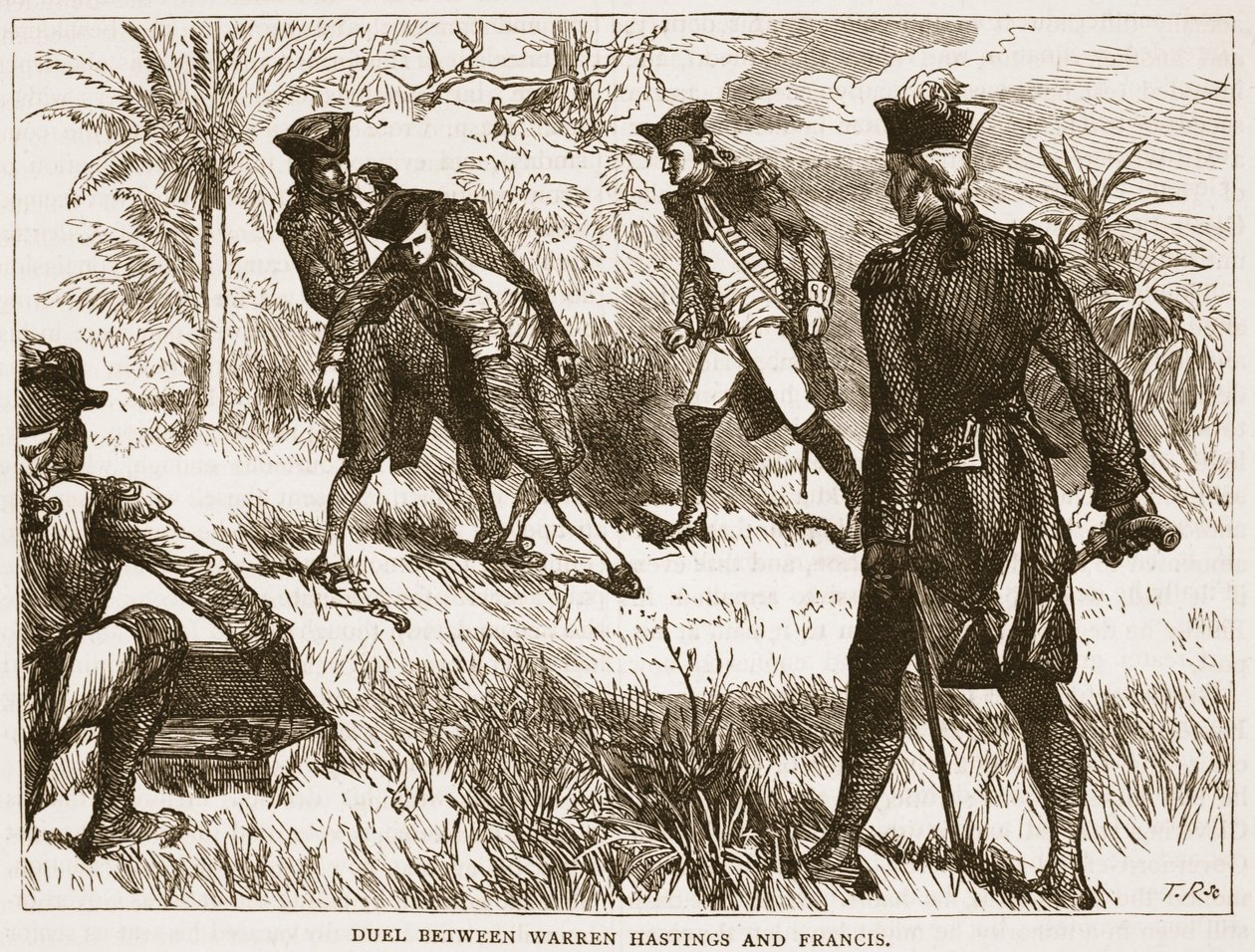 Duel Between Warren Hastings and Francis, Illustration from Cassell