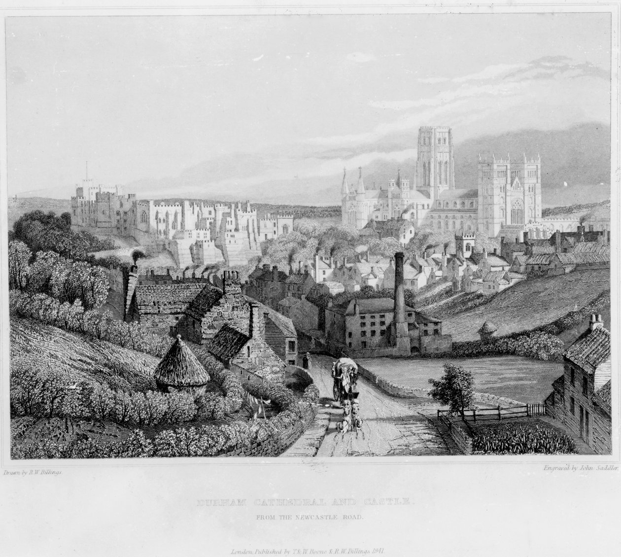 Durham Cathedral and Castle from Newcastle Road, 1841 by English School