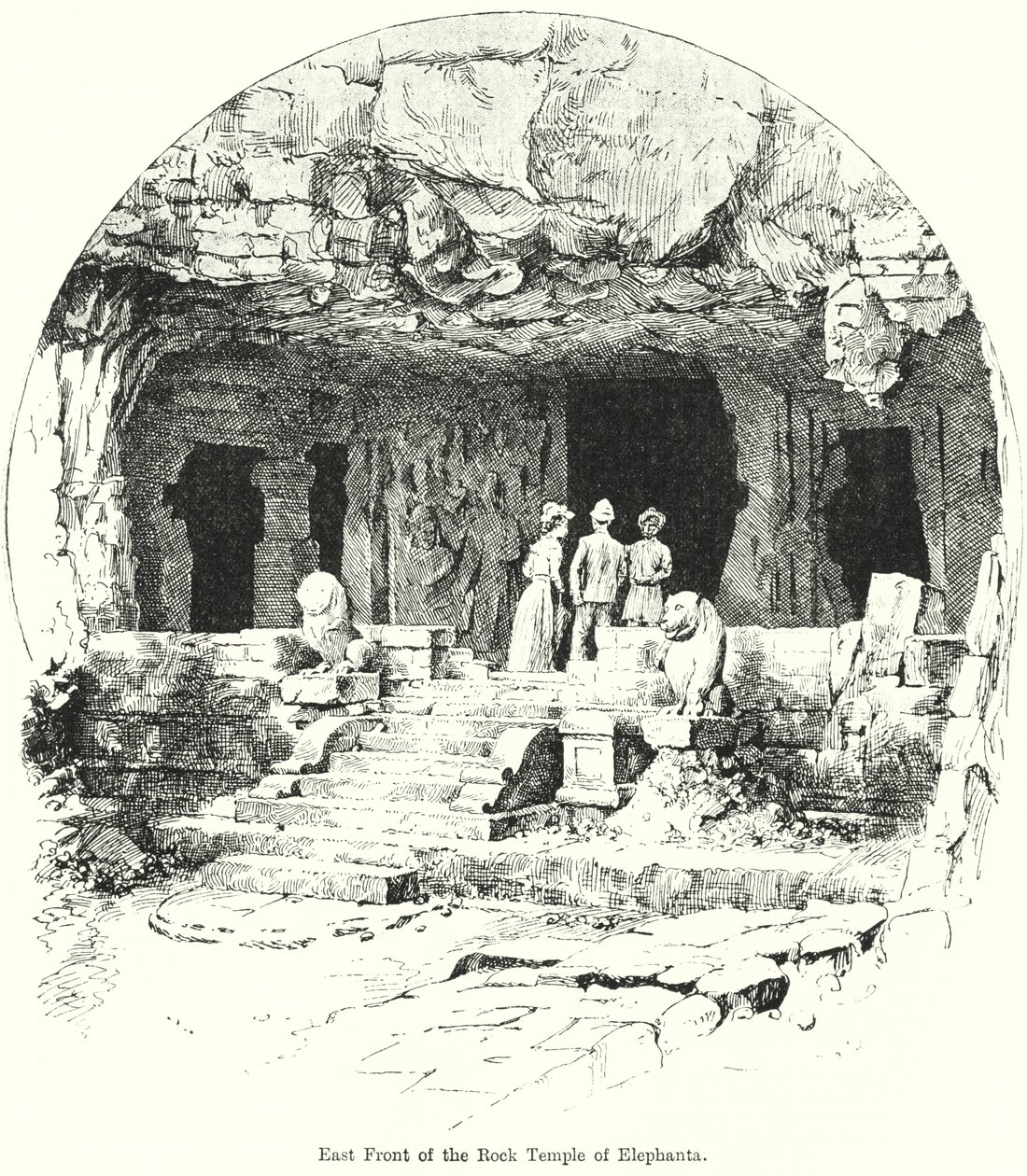 East Front of the Rock Temple of Elephanta by English School