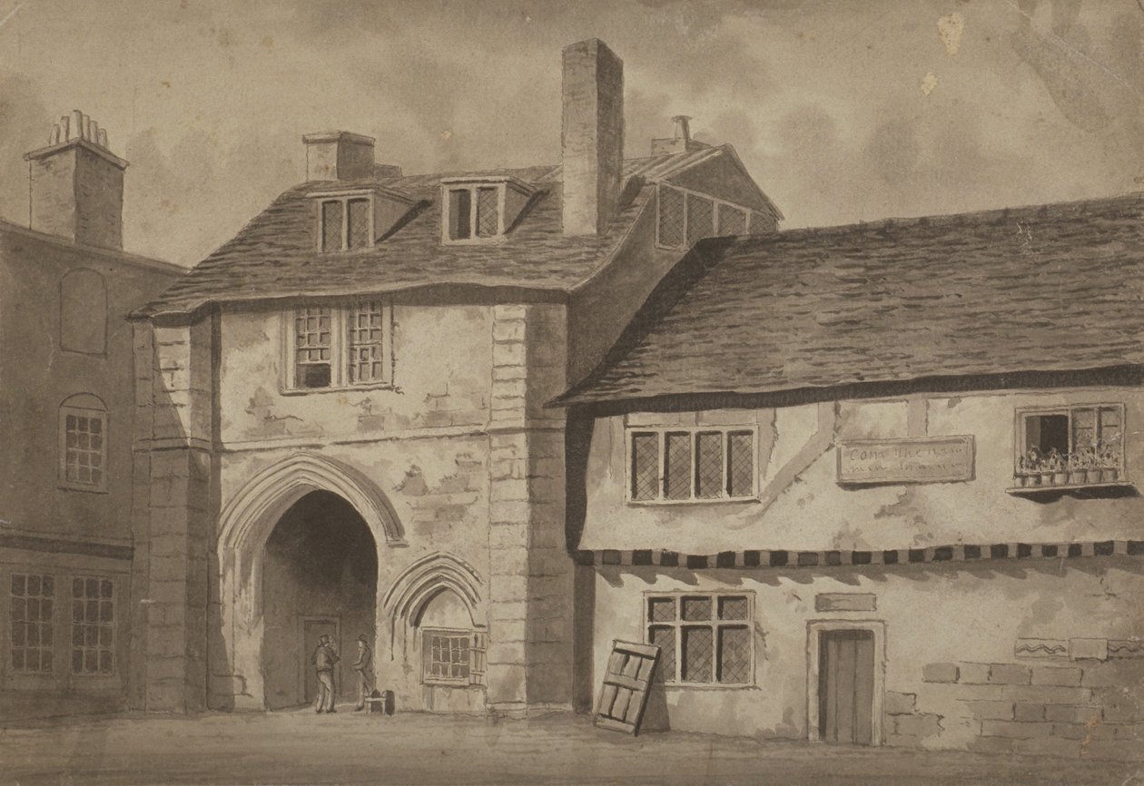 East View of the Gateway to the Abbey of St Saviour, Bermondsey, c.1825 by English School
