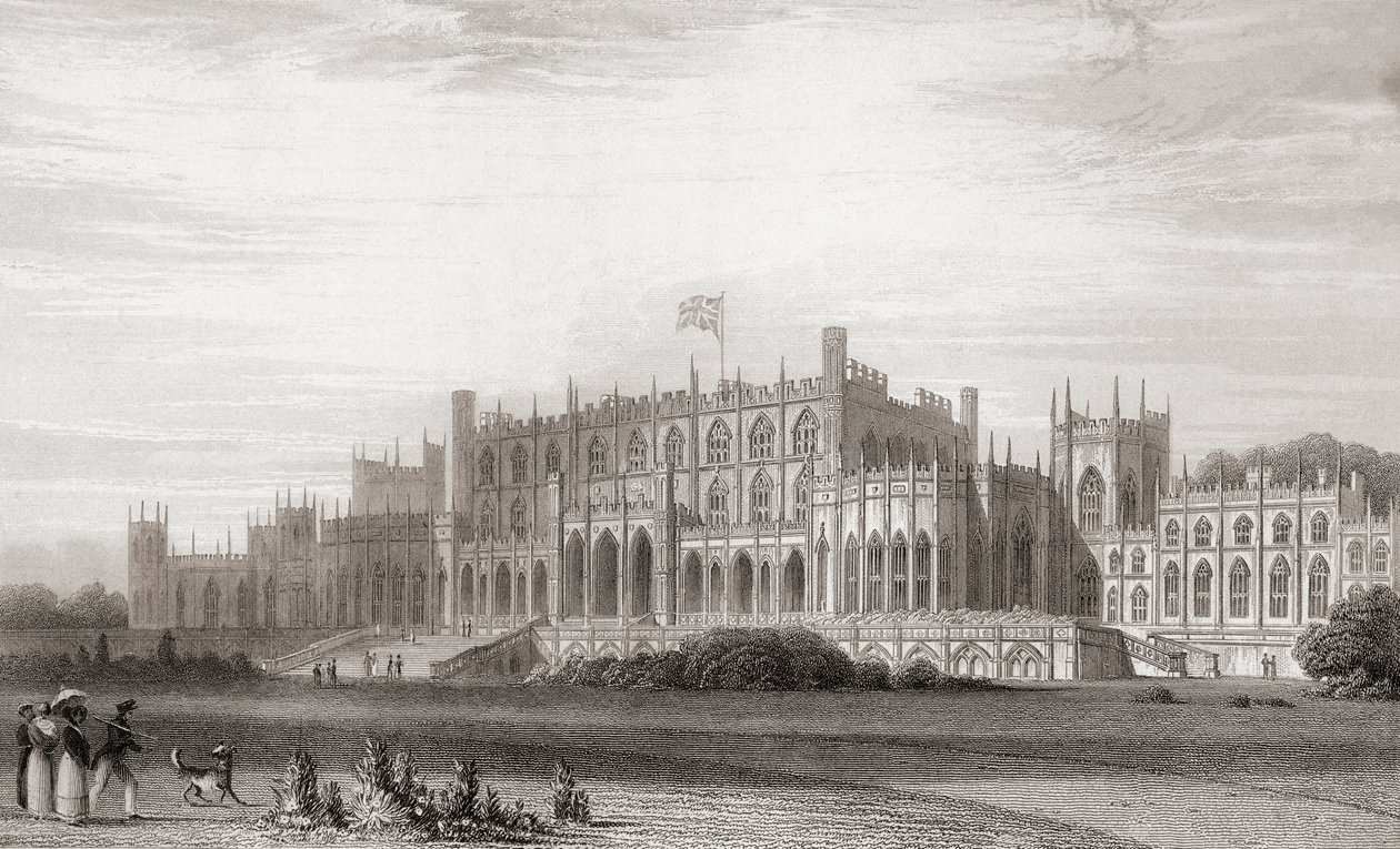 Eaton Hall, Cheshire, England in the Early 19th Century. From Churton