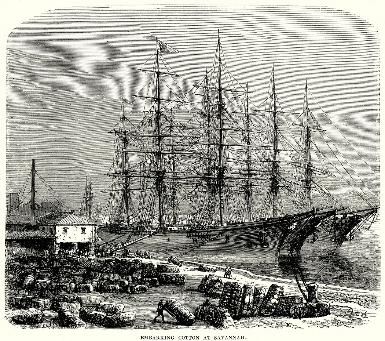Embarking Cotton at Savannah by English School