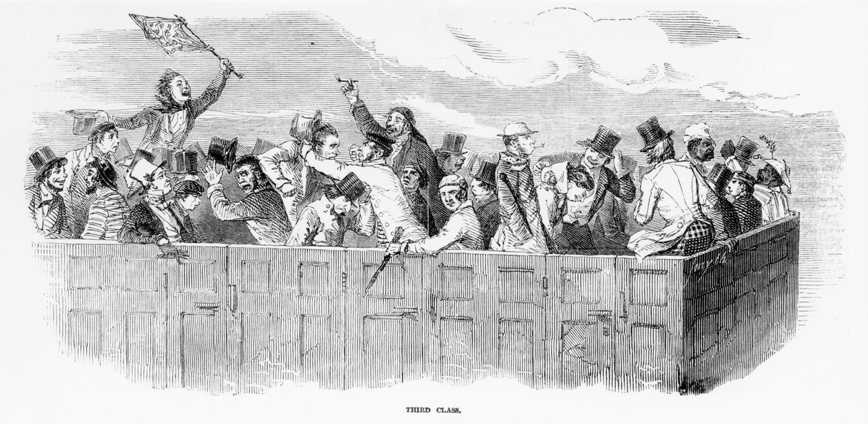 Epson Races 1847: The Railway - Third Class (engraving) by English School