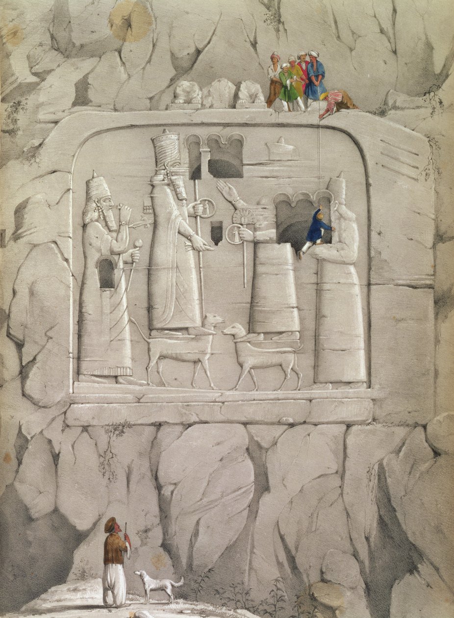 Examining an Assyrian Rock Sculpture, from 