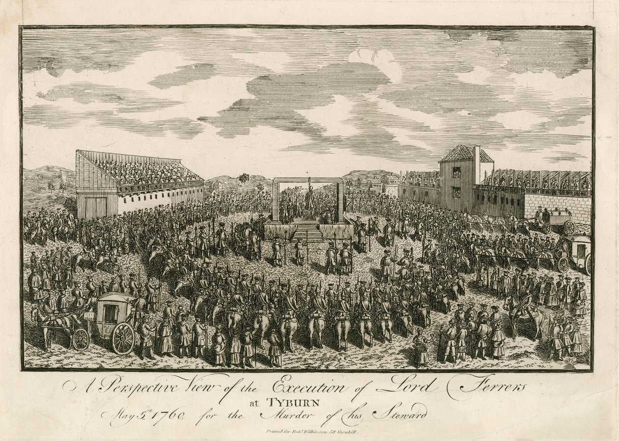 Execution of Lord Ferrers at Tyburn, 5 May 1760, for Murder of His Steward by English School