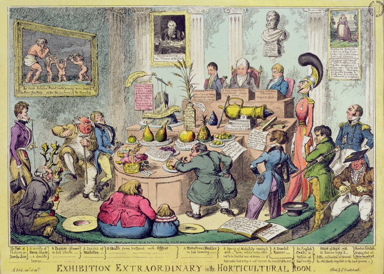 Exhibition Extraordinary in the Horticultural Room, etched by George Cruikshank, pub. by G. Humphrey, 1826 by English School