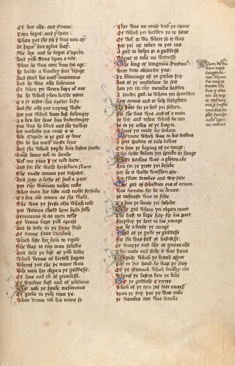 F98r from Ms New Coll 266, De confessio amantis by John Gower by English School