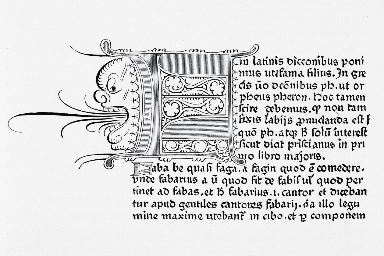 Facsimile of a page from Catholicon, printed by Johannes Gutenberg, Mainz, 1460 by English School
