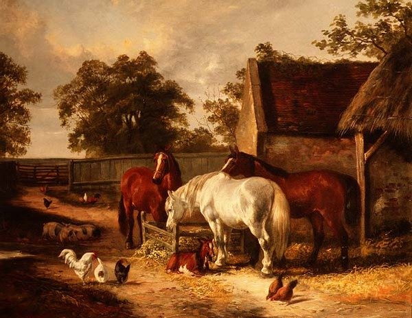 Farmyard Scene by English School