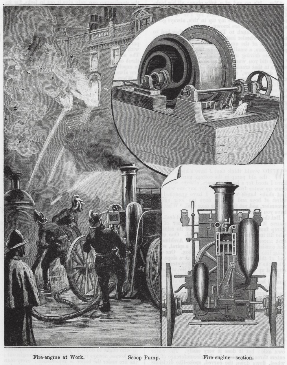 Fire-engine at Work, Scoop Pump, Fire-Engine, section by English School