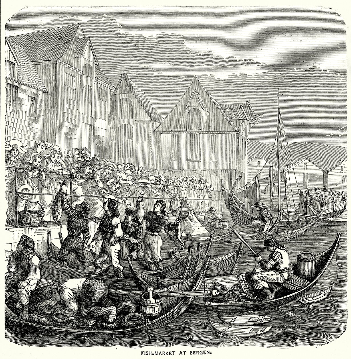 Fish-Market at Bergen by English School