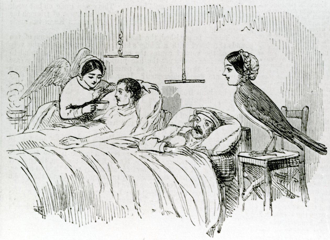 Florence Nightingale and One of Her Ministering Angels in the Crimea by English School