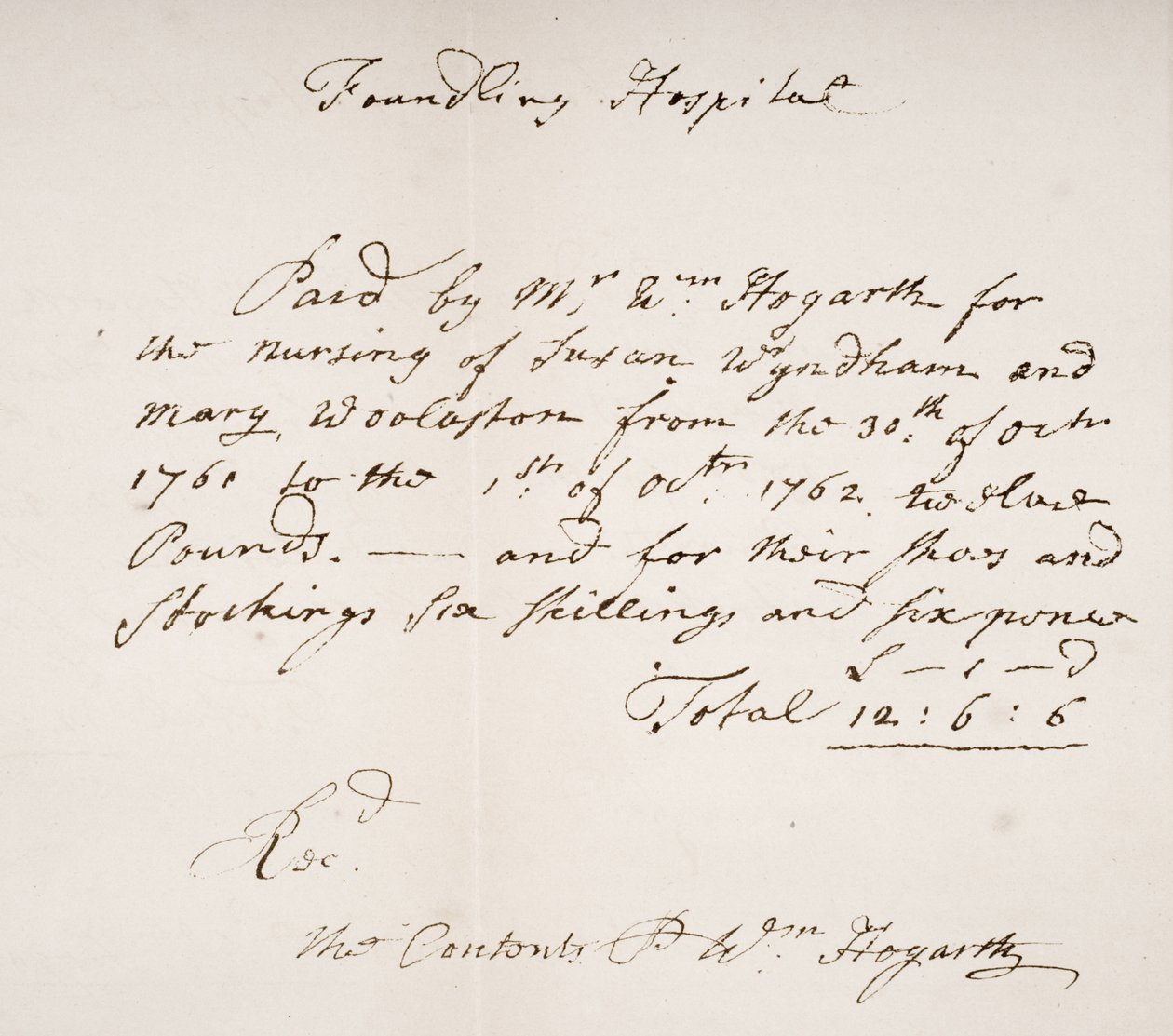 Foundling Hospital Receipt, Signed by William Hogarth by English School