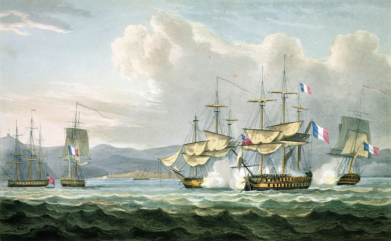 Frigate action in Vizagapatam Roads, off India, 18th September, 1804 (engraved by T. Sutherland for The Naval Chronology of Great Britain by J. Ralfe) by English School