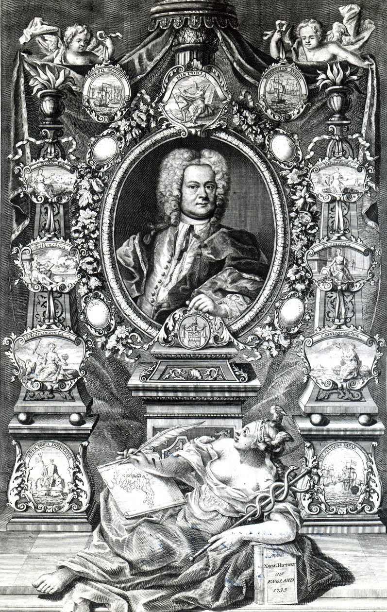 Frontispiece to Naval History of England by Thomas Lediard, published 1735 by English School