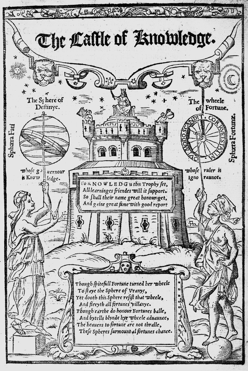 Frontispiece to The Castle of Knowledge by Robert Recorde by English School