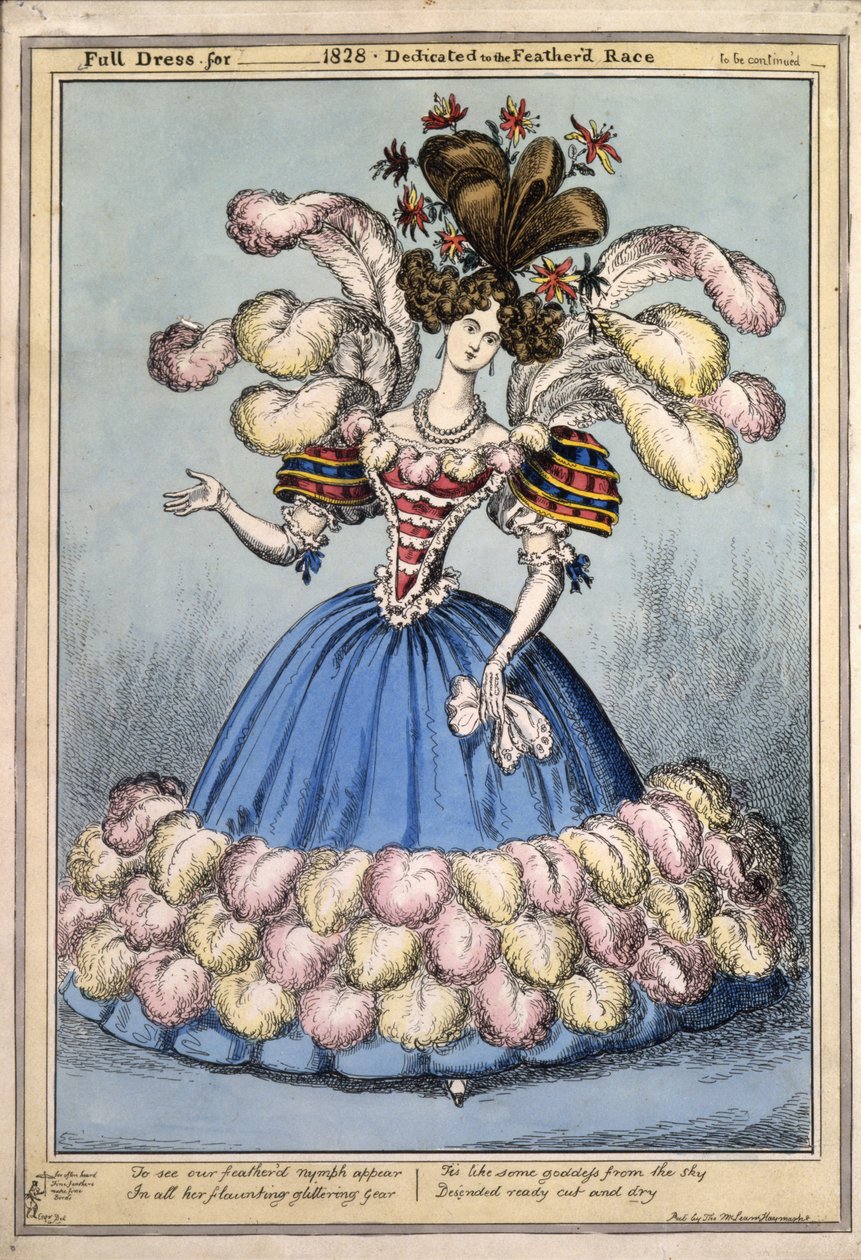 Full Dress for 1828. Dedicated to the Feathered Race by English School